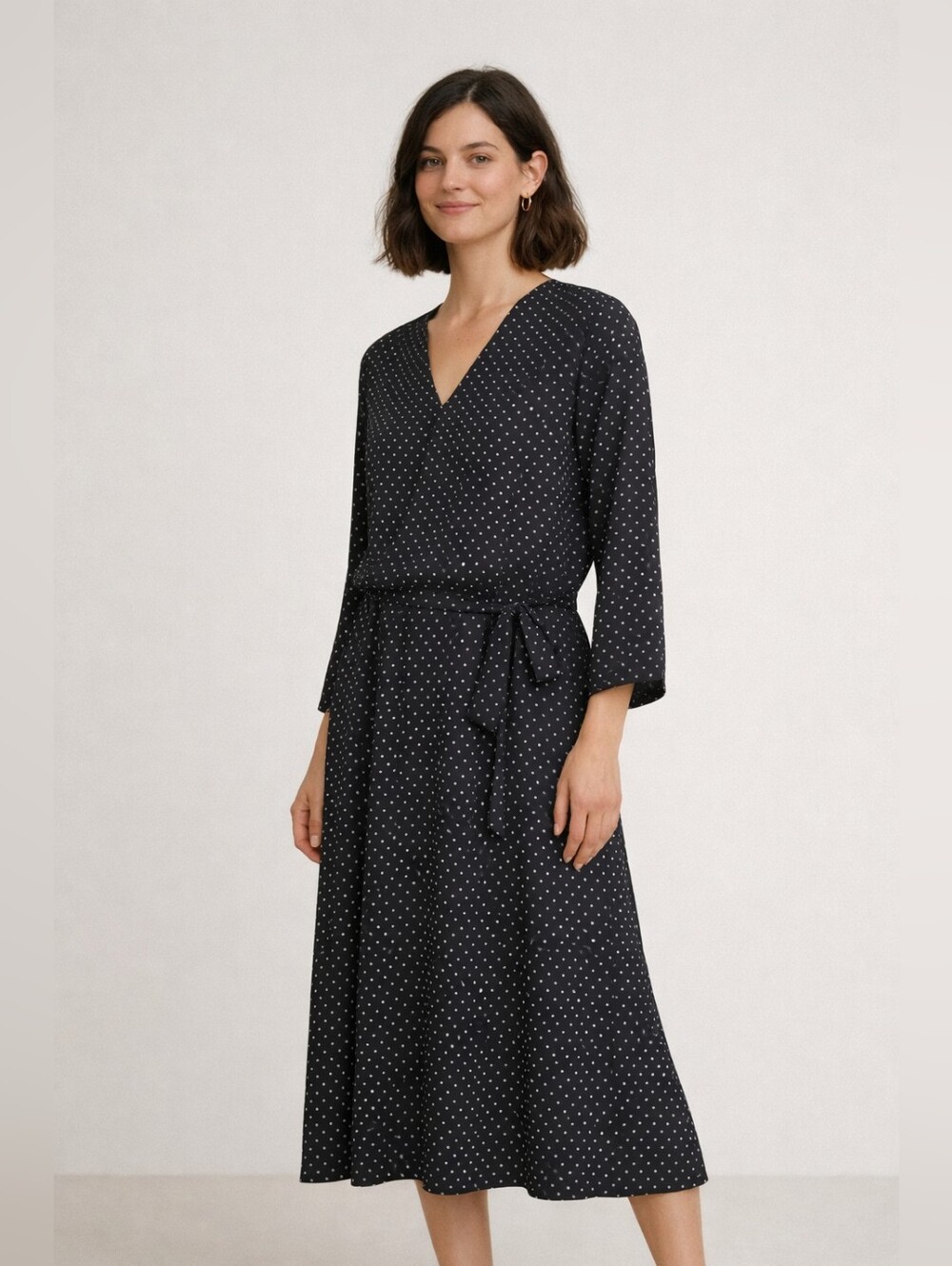 Manuelle Guibal 100% Silk Polka Dot Oversized Dress Paris Luxury